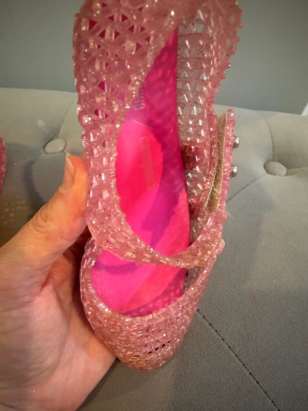 Mini Melissa Girls Pink Jelly Mary Jane Shoes - Picture 3 of 10